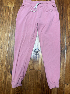 Su ette Collection Women's Pink Jogger Pants L Tapered Drawstring