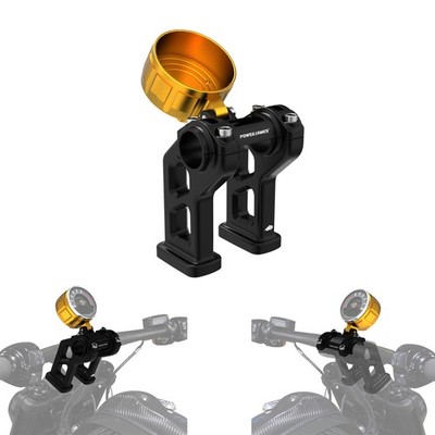 Handlebar Riser Kit & Gold Gauge Bracket on Clamping Cover Fits 2018-25 Fat Bob