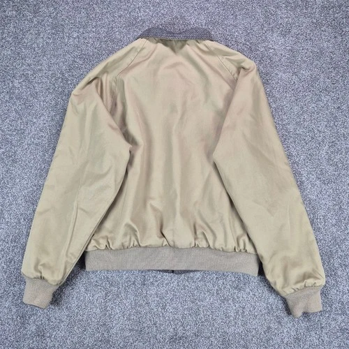 Vintage Lands End Jacket Mens Large Wool Reversible Herringbone Bomber USA Made image 8