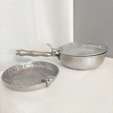 Everlast Aluminum Silent Butler W Ashtray Insert Bamboo Print Hand Forged 