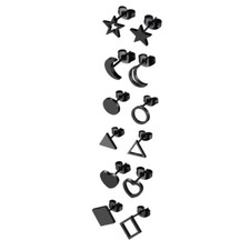 Women Girls 18G Moon Star Heart Triangle Stud Earrings Stainless Steel Piercings
