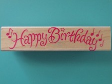 Happy Birthday Greeting Phrase in Pretty Font HERO ARTS Rubber Stamp