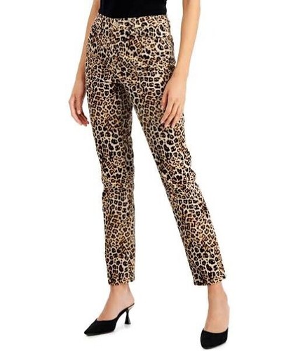 Charter Club Lexington Straight Leg Leopard Print Skinny Jeans Pants size 14 NWT