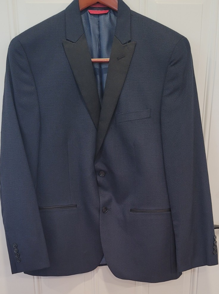 Alfani for Macy's Slim Fit Lined Blazer Navy Blue R42 Sport Coat Jacket Tux