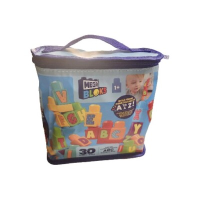 Mega Blocks ABC Building Bag 30 Blocks by: Mattel Construction Early Learning