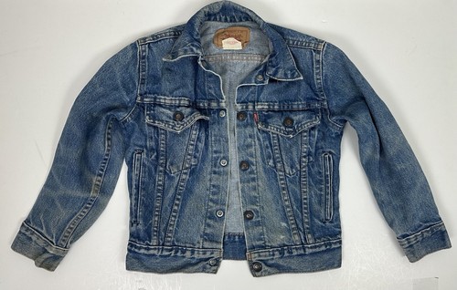Vintage 80s 90s LEVIS Denim Jacket YOUTH 10 Patina Distressed Cowboy Western