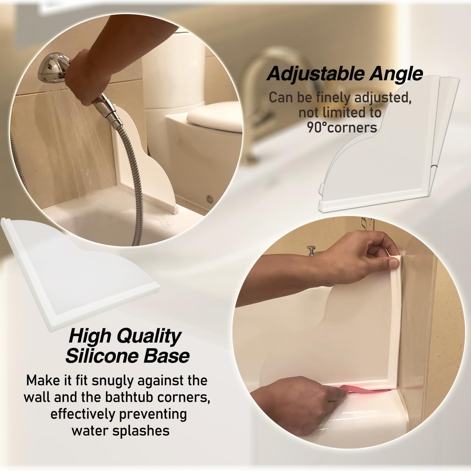 Shower Splash Guard Kit, Bathtub Corner Water Guard, SelfAdhesive 2