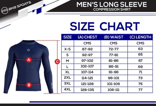 BWB Mens Compression Armour Base Layer Top Long Sleeve Thermal Gym Sports Shirt - Picture 22 of 42