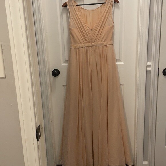 wore it once bridesmaid dresses Double V-Neck Floral Lace Appliques Maxi Bridesmaid Dress