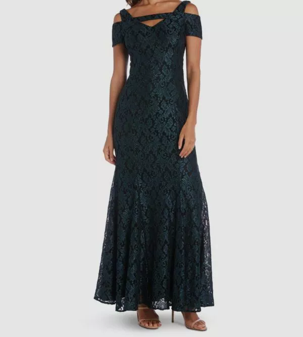 Nightway cold shop shoulder gown