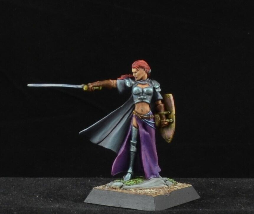 Painted Female Warrior with Long Sword and Shield from Dark Sword Miniatures