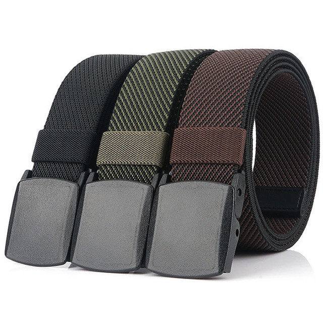 1.5" Mens Elastic  Belts Automatic Plastic Buckle Trousers Belt 47