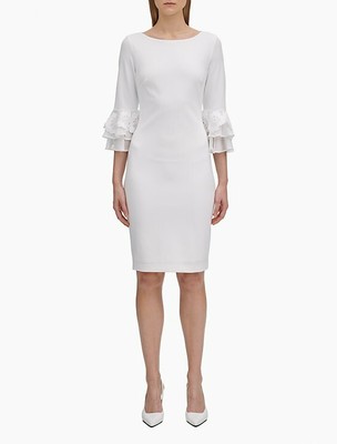 calvin klein white dress bell sleeves