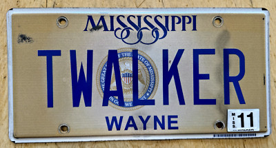 MISSISSIPPI VANITY LICENSE PLATE '' T WALKER '' TAIJUAN T BONE MUSIC TJ