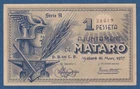 AJUNTAMENT DE MATARO -- 1 PESETA ( 1937 ) -- EBC -- SERIES A -- 2nd ISSUE.