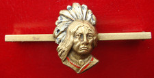 ANTIQUE 1900 Handcraft brass Geronimo Apache Indian CHIEF HEAD BROOCH BADGE