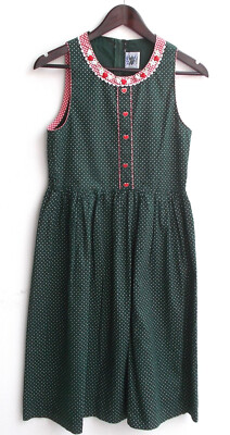 Children's costume dress sleeveless green with polka dots size 146 by Isar Trachten