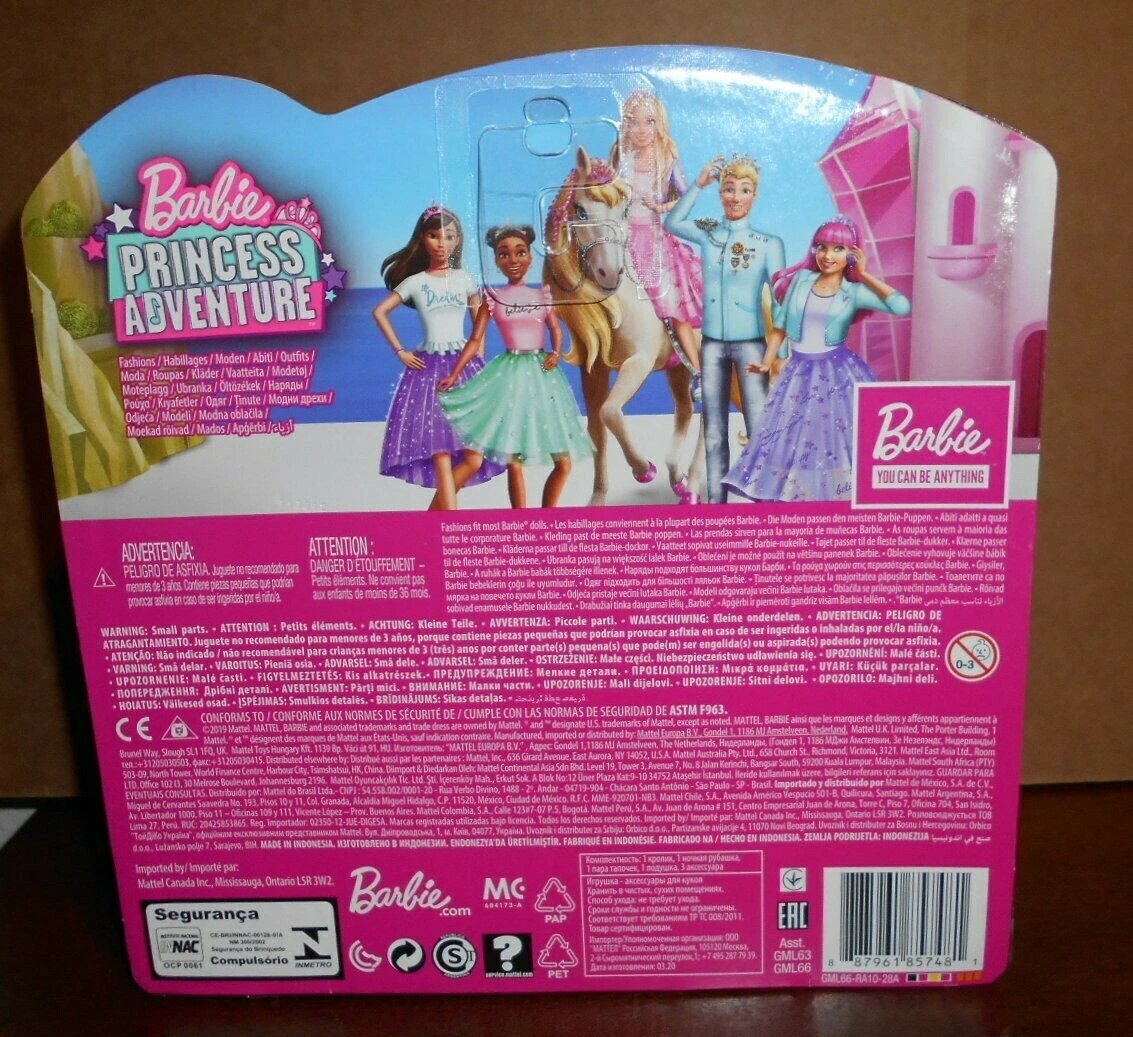 Barbie princess 2025 adventure fashion pack