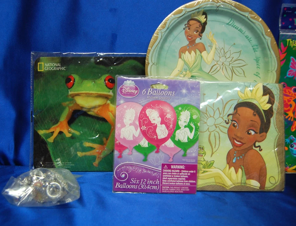 Juego de fiesta Princess & The Frog # 14 platos servilleta mantel globos juegos anillos Foto 2 de 4