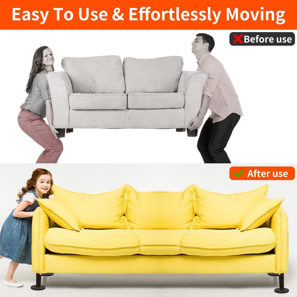 Yelanon Furniture Sliders - 24 Pcs-2 1/2" Square Furniture Sliders For Carpet - View #9