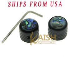 2x Set Screw Abalone Top Black Guitar Dome Knobs fit Tele Telecaster Bass Knobs