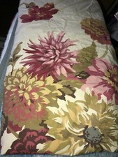 Pottery Barn Chrysanthemum Floral Duvet Cover Mauve Queen 2 Std Sham Mums Rare