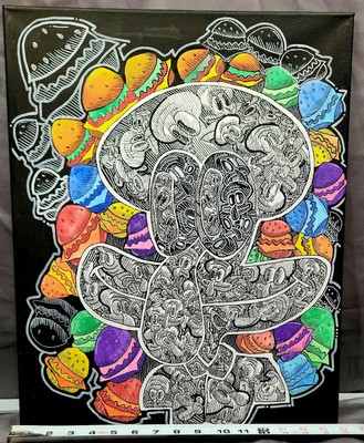 Original custom Signed Acrylic on Canvas Sponge Bob Themed by Artist Dylan Ellis