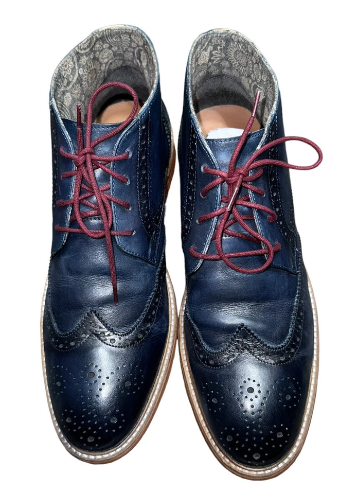 BOTAS DE TORNOZELO RUSH GORDON RUSH PONTA ASA MASCULINA COURO AZUL UPPE TAMANHO 10 - Imagem 2 de 4