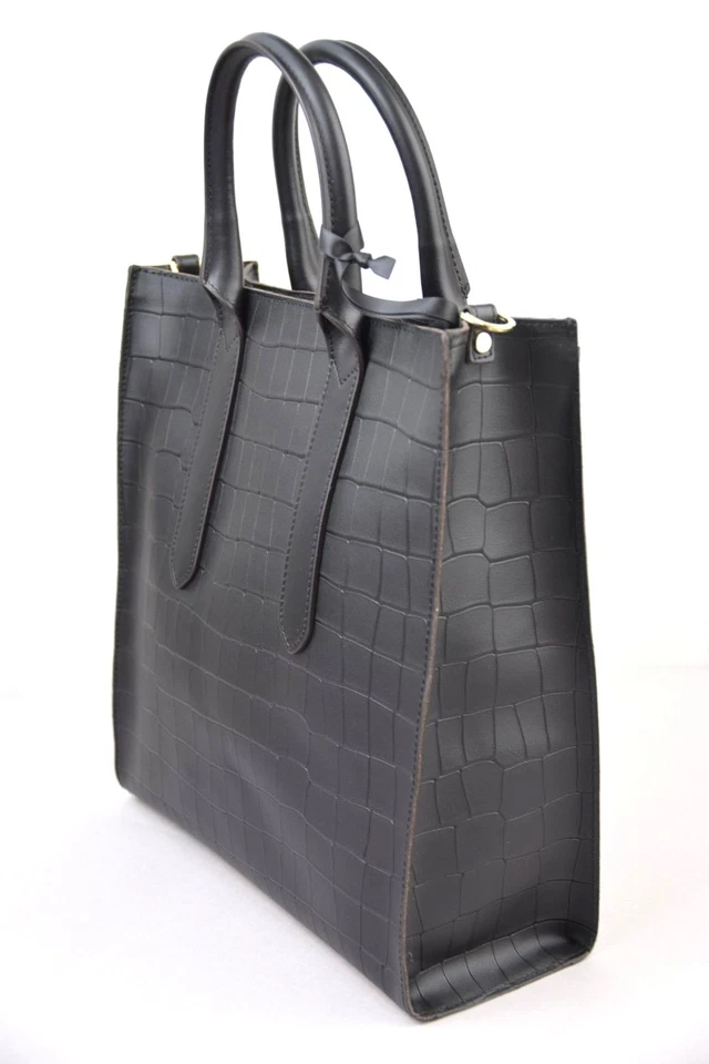 Ripani 7881 черный крокодила выбитая кожа структурированная сумка с короткими ручками 100% сделано в Италии - Изображение 3 из 4