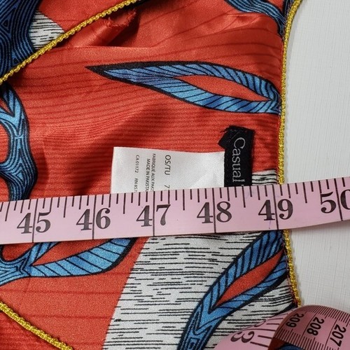 Vintage rot blau Blattmuster Kaftan weiß Lotus Loungewear Einheitsgröße Freizeit - Bild 12 von 16