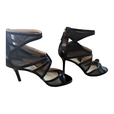 Nine West Women's Suede Leather Heels Strappy Sandal Black