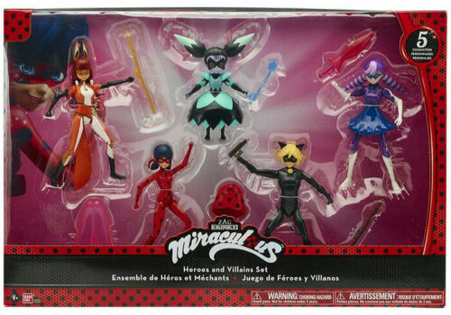 Miraculous Ladybug 5pack Figure Ladybug Cat Noir Volpina Puppeter Stormy Weather