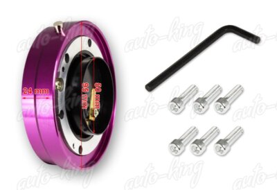 JDM PURPLE 6-HOLE STEERING WHEEL 1'' THIN QUICK RELEASE SHORT HUB ADAPTER KIT