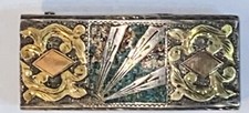 ANTIQUE VINTAGE ALC Mexico 925 Sterling Silver  12K Gold Ornate 1" Belt Buckle