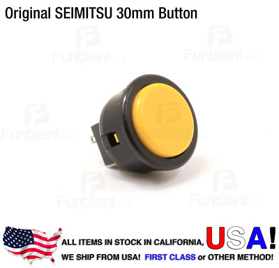 SEIMITSU Original PS-14-G Black Rim Yellow Push Button JAMMA guitar killswitch