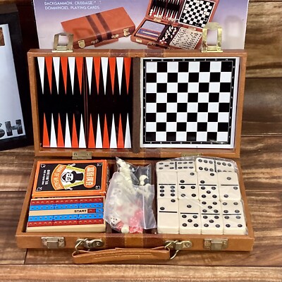 6 In 1 Game Set Chess, Checkers, Playing Cards and More in Travel Game Case
