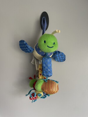 Vintage Carter s Lightning Bug Butterfly Baby Rattle Plush Chime Toy Pastel