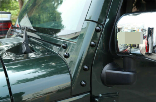 Black A-Pillar Screw Protector Cover Trim Decor For Jeep Wrangler JK JKU 2007-17 - Foto 2 di 8