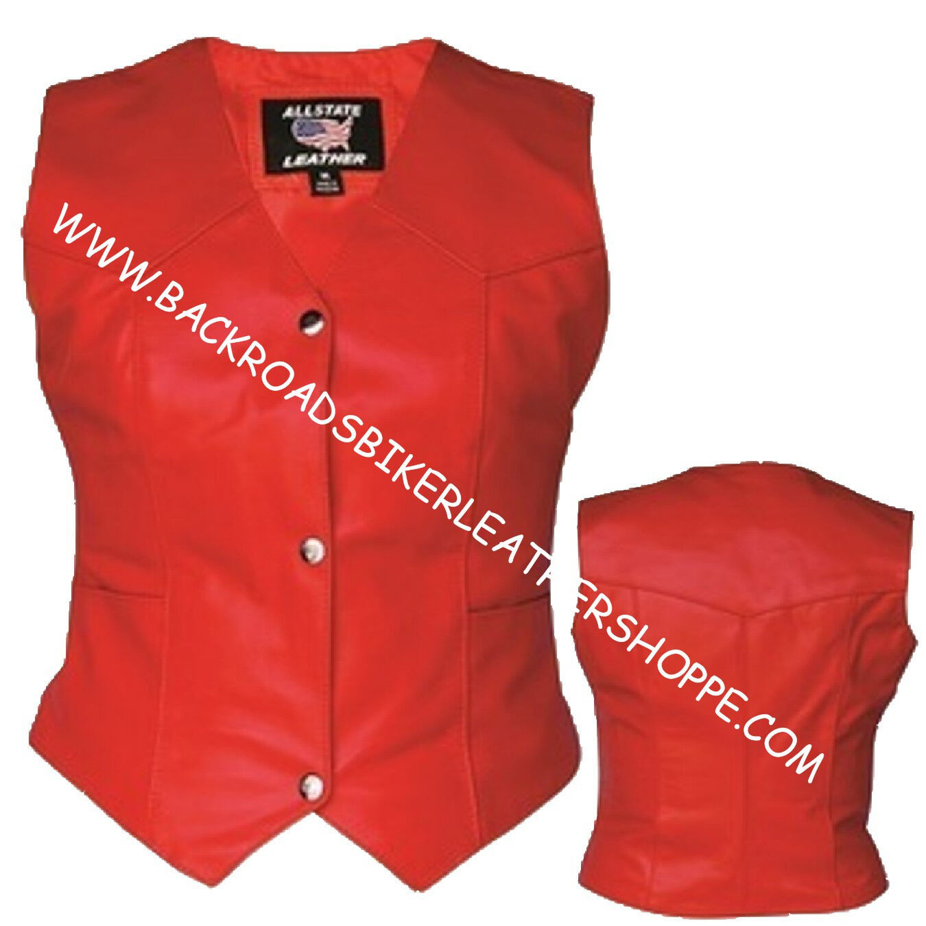 Ladies Women's Red Leather Vest Motorcycle Biker - Sizes XS to 5X NWT ...