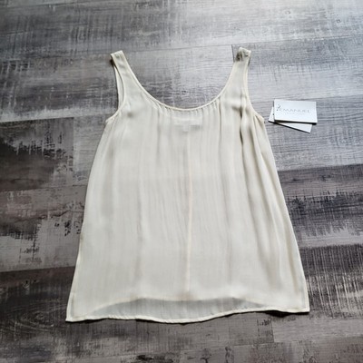Emanuel Ungaro Silk Tank Top Beige Womens Size 4 NWT Cream Minimalist Capsule