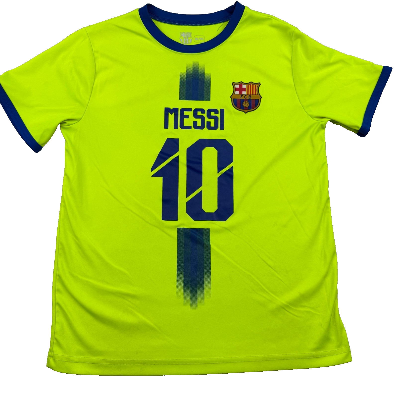 FC Barcelona Football Team Jersey Boys XL Green Graphic Print #10 Lionel Messi