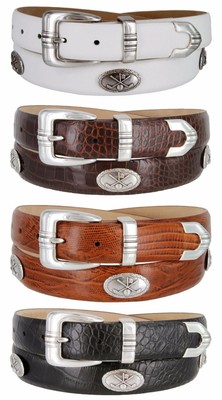 Golf Club Genuine Full-Grain Cowhide Leather Golf Conchos Designer Dress Belt