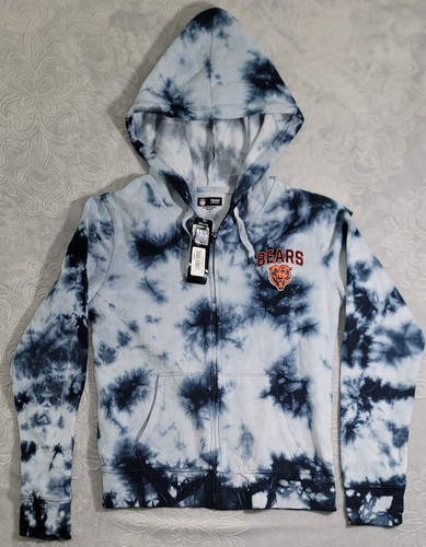 Women's New Era Navy Chicago Bears Tie Dye Fleece Full-Zip Hoodie Size Medium