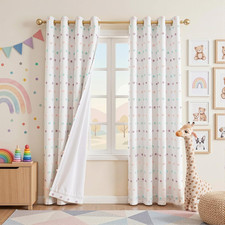 100 Blackout Curtains for Nursery Bedroom 84 Inches Long 2 Panel, Total Light B