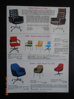 HTF 1971 Tufted 4100 Series Sutton MCM Modern Office Draftsman chairs by Cole AD