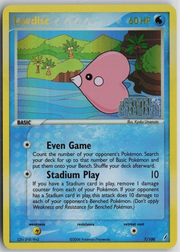 Luvdisc 7/100 Rare Crystal Guardians Pokemon Reverse Holo Near Mint