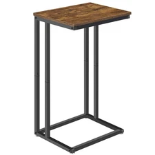 C Shaped End Table, 26” High Small Side Table Tv Tray with Metal Frame, Couch...