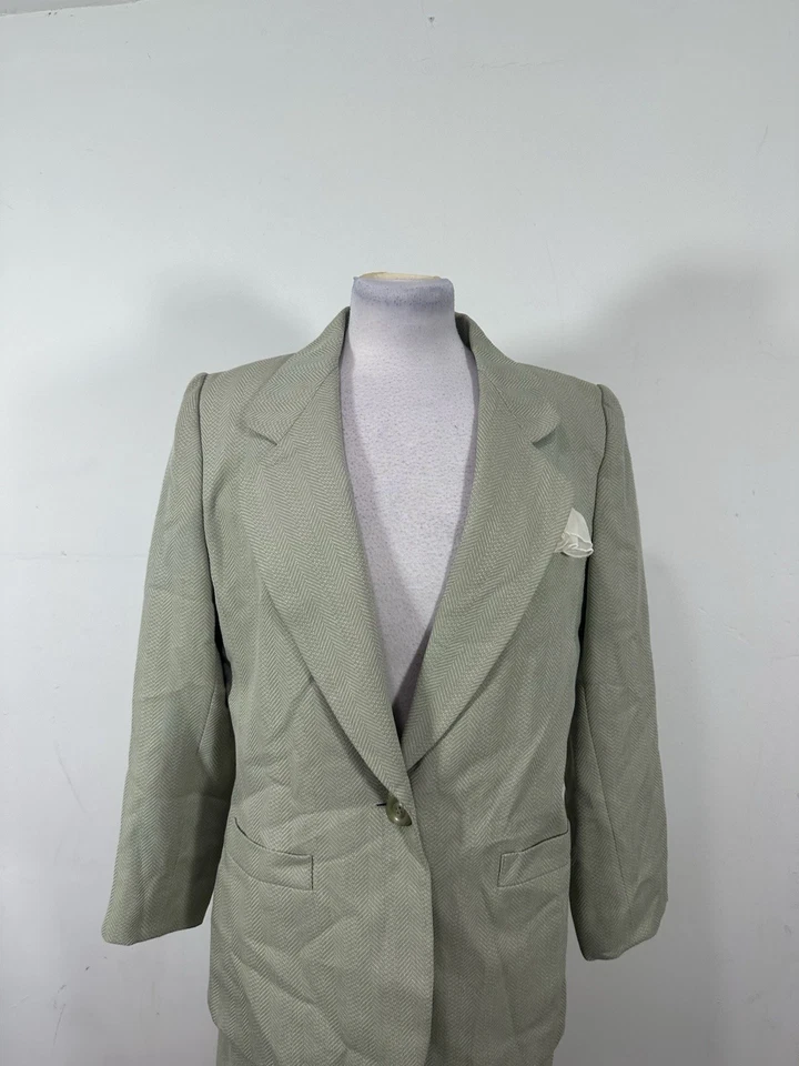 Conjunto de traje chaqueta falda manga larga color verde claro Le Suit para mujer talla 10 Foto 2 de 4