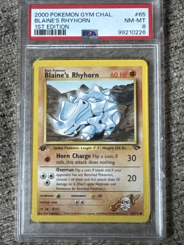 Blaine's Rhyhorn (1st Edition) graded PSA 8 for sale on eBay