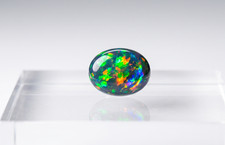 1.62 Ct Remarkable Natural Ethiopian Black Opal Oval Cabochon 10x8mm Green Flash